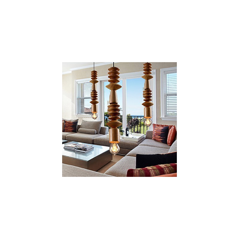 Lampadario mini classico tradizionale in legno e bambù