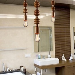 Lampadario mini classico in legno e bambù
