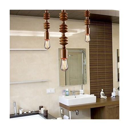 Lampadario mini classico in legno e bambù