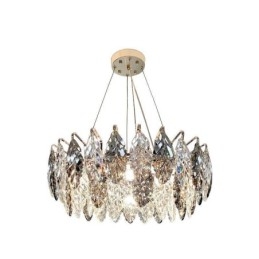 Lampadario a sospensione europeo in ferro e vetro con foglia, E12/E14, 6/8/9 luci