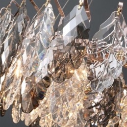 Lampadario a sospensione europeo in ferro e vetro con foglia, E12/E14, 6/8/9 luci