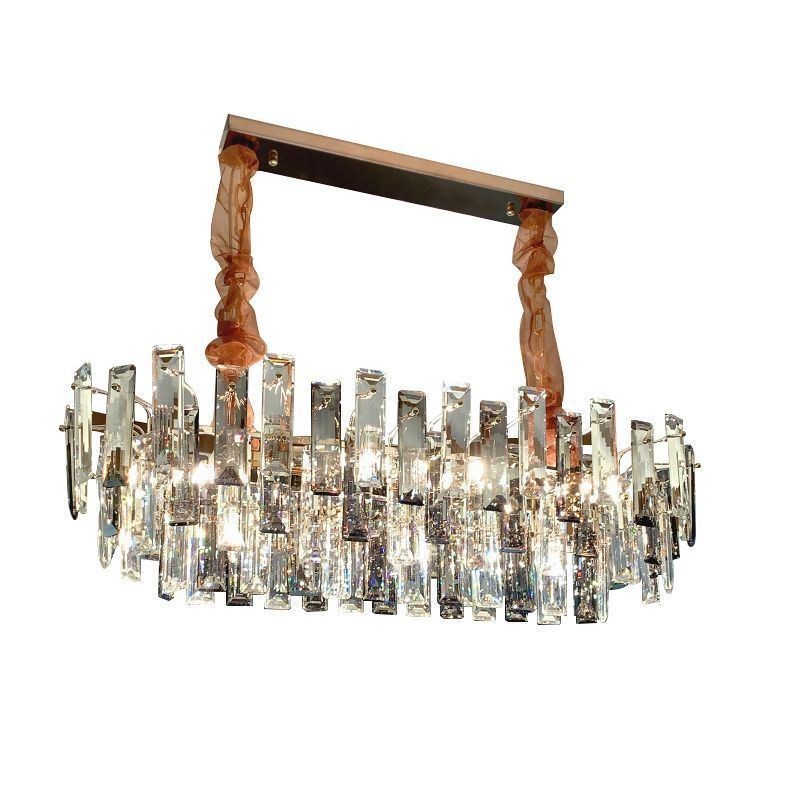 Lampadario a sospensione in vetro stile europeo, paralumi ovali, 6 luci E12/E14