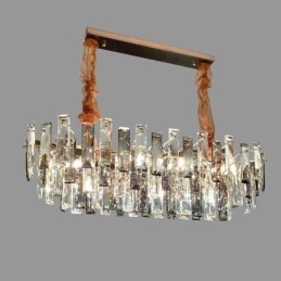 Lampadario a sospensione in vetro stile europeo, paralumi ovali, 6 luci E12/E14