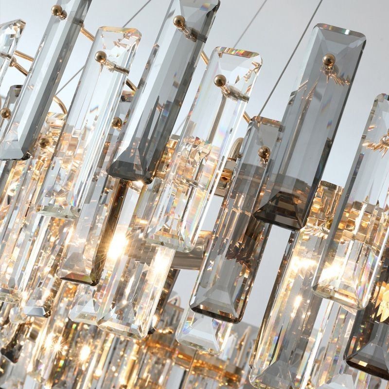 Lampadario a sospensione in vetro stile europeo, paralumi ovali, 6 luci E12/E14