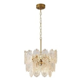 Lampadario moderno in vetro con decorazioni in bronzo e oro
