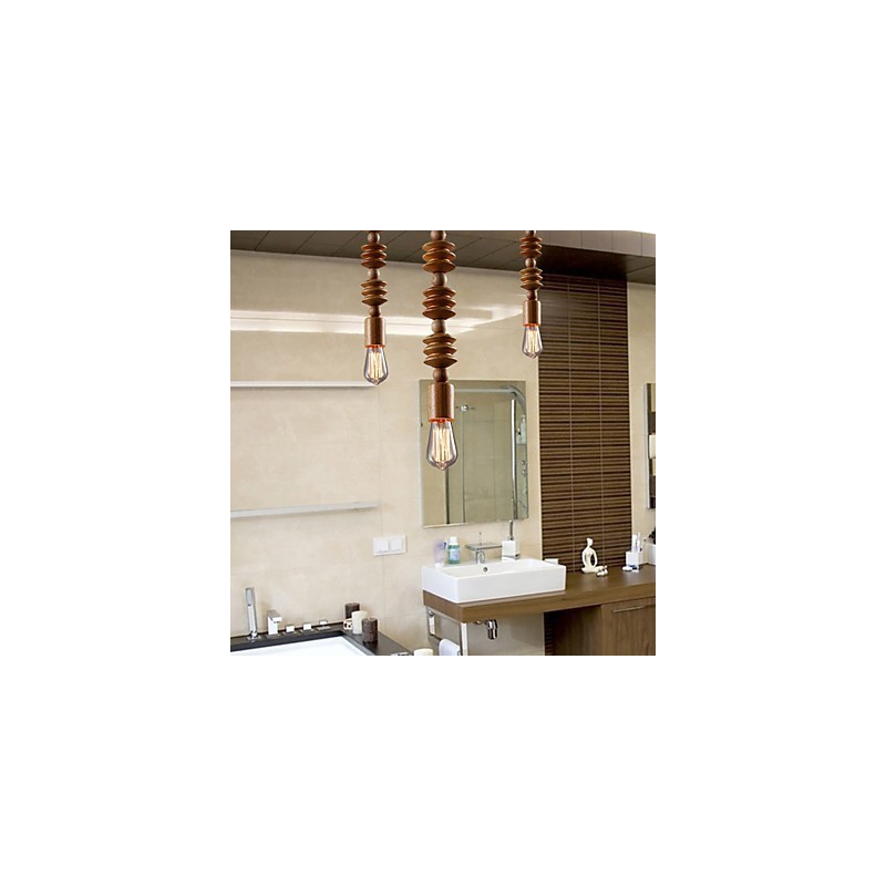 Lampadario mini classico in legno e bambù