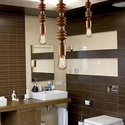 Lampadario mini classico in legno e bambù