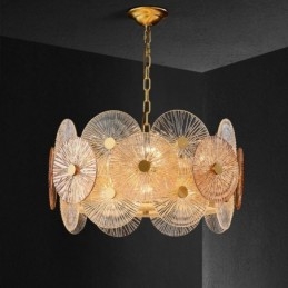 Lampadario moderno a disco con scintilla in vetro, lampada a sospensione fuochi d'artificio