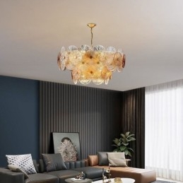Lampadario moderno a disco con scintilla in vetro, lampada a sospensione fuochi d'artificio