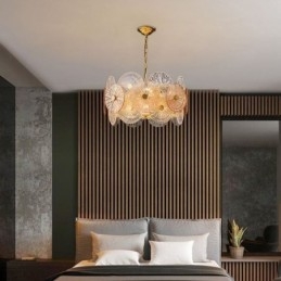Lampadario moderno a disco con scintilla in vetro, lampada a sospensione fuochi d'artificio
