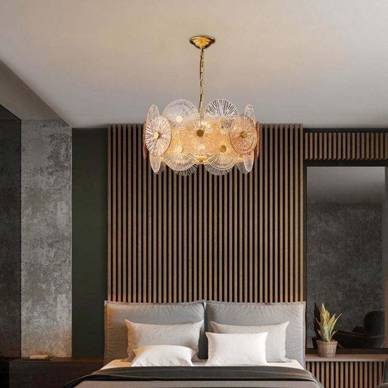 Lampadario moderno a disco con scintilla in vetro, lampada a sospensione fuochi d'artificio