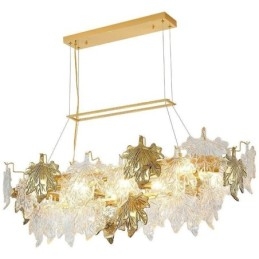 Lampada a sospensione a foglia d'acero in vetro, 8 luci, E12/E14, cavo 120 cm