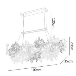 Lampada a sospensione a foglia d'acero in vetro, 8 luci, E12/E14, cavo 120 cm