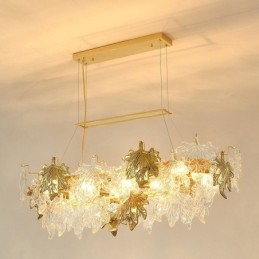 Lampada a sospensione a foglia d'acero in vetro, 8 luci, E12/E14, cavo 120 cm