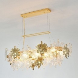 Lampada a sospensione a foglia d'acero in vetro, 8 luci, E12/E14, cavo 120 cm