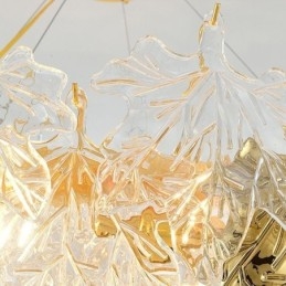 Lampada a sospensione a foglia d'acero in vetro, 8 luci, E12/E14, cavo 120 cm