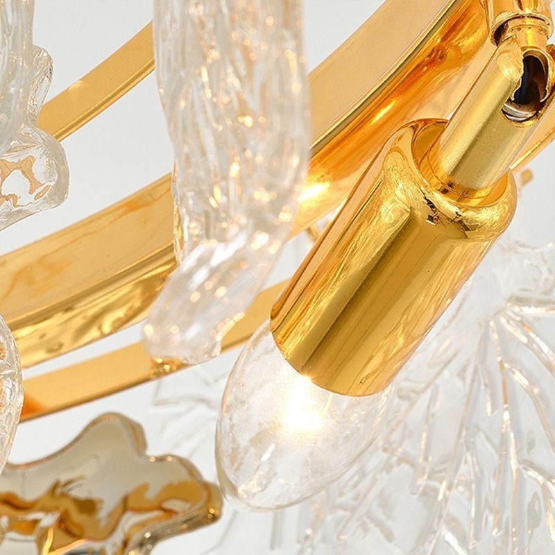Lampada a sospensione a foglia d'acero in vetro, 8 luci, E12/E14, cavo 120 cm