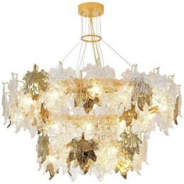 Lampadario a sospensione a foglia d'acero in vetro stile europeo
