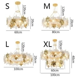 Lampadario a sospensione a foglia d'acero in vetro stile europeo