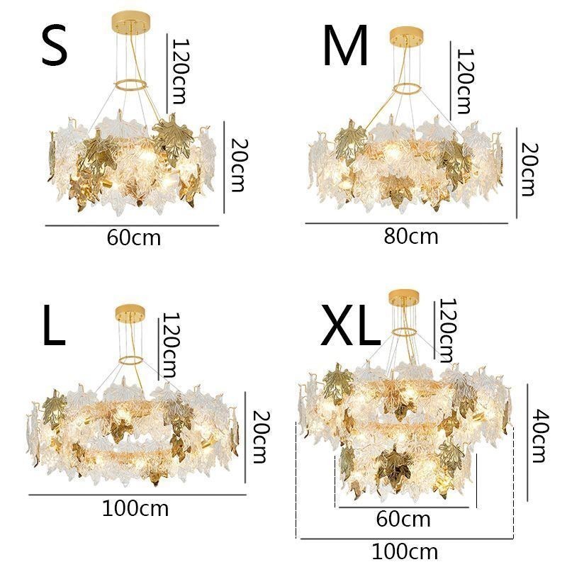 Lampadario a sospensione a foglia d'acero in vetro stile europeo