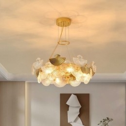 Lampadario a sospensione a ventaglio in vetro europeo