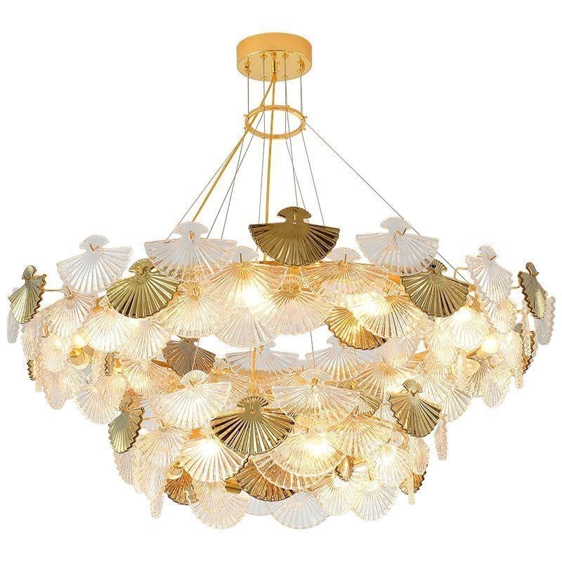Lampadario a sospensione a ventaglio in vetro europeo