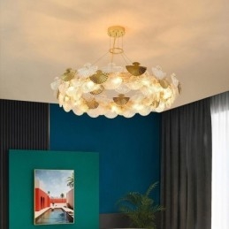 Lampadario a sospensione a ventaglio in vetro europeo