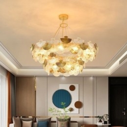 Lampadario a sospensione a ventaglio in vetro europeo