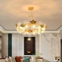 Lampadario a sospensione a ventaglio in vetro europeo