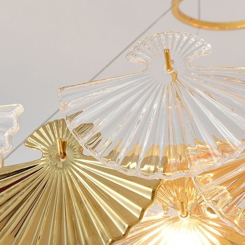 Lampadario a sospensione a ventaglio in vetro europeo