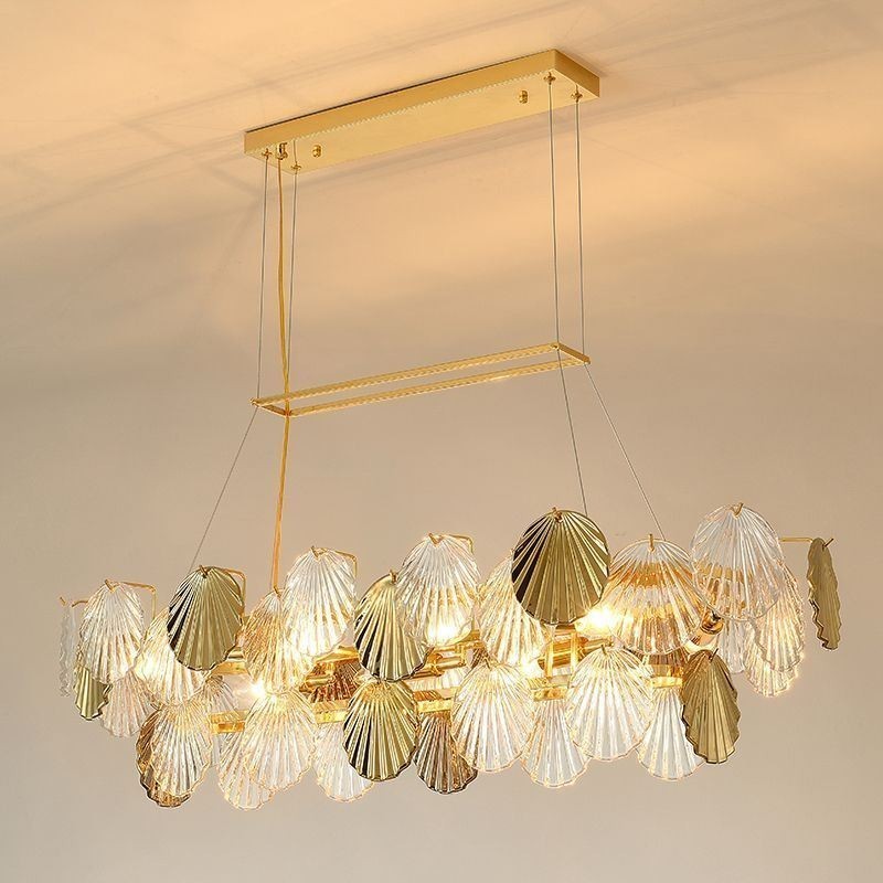 Lampadario a sospensione in vetro a forma di conchiglia, stile europeo, 8 luci E12/E14
