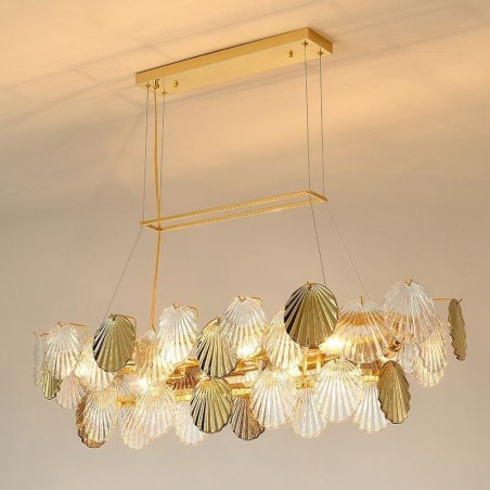 Lampadario a sospensione in vetro a forma di conchiglia, stile europeo, 8 luci E12/E14