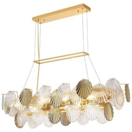 Lampadario a sospensione in vetro a forma di conchiglia, stile europeo, 8 luci E12/E14