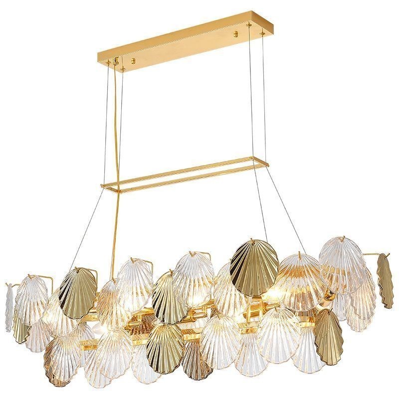 Lampadario a sospensione in vetro a forma di conchiglia, stile europeo, 8 luci E12/E14