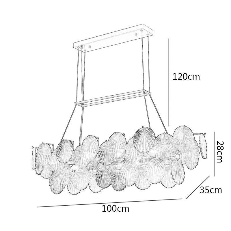 Lampadario a sospensione in vetro a forma di conchiglia, stile europeo, 8 luci E12/E14