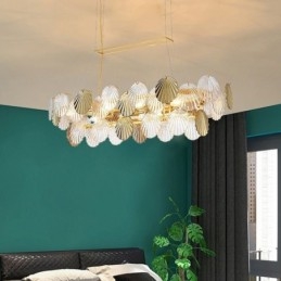 Lampadario a sospensione in vetro a forma di conchiglia, stile europeo, 8 luci E12/E14