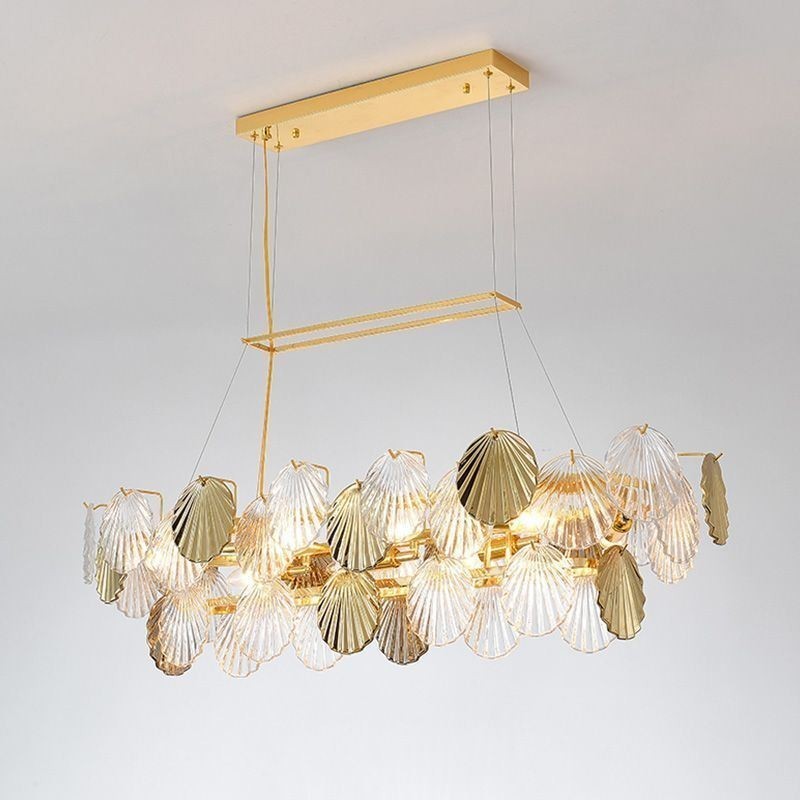 Lampadario a sospensione in vetro a forma di conchiglia, stile europeo, 8 luci E12/E14
