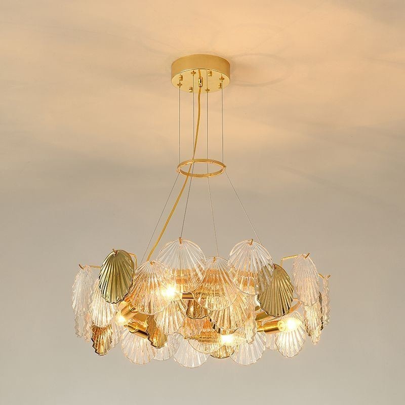 Lampadario a sospensione in vetro a conchiglia per sala da pranzo