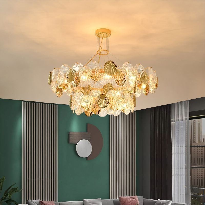 Lampadario a sospensione in vetro a conchiglia per sala da pranzo