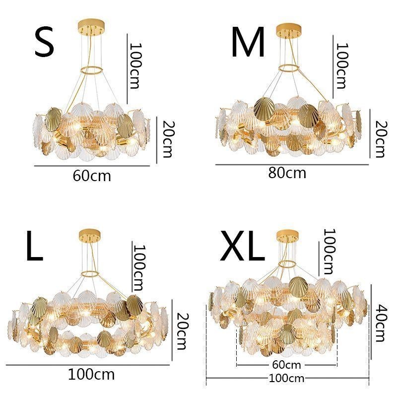Lampadario a sospensione in vetro a conchiglia per sala da pranzo