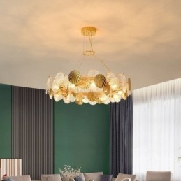 Lampadario a sospensione in vetro a conchiglia per sala da pranzo