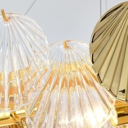 Lampadario a sospensione in vetro a conchiglia per sala da pranzo
