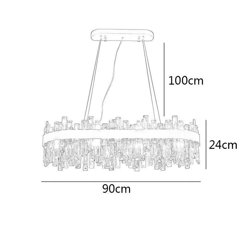 Lampadario a sospensione postmoderno in vetro, 16 luci, attacco E12/E14, 90x40x24 cm