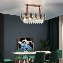 Lampadario a sospensione europeo creativo in ferro e vetro, 8 luci E12/E14