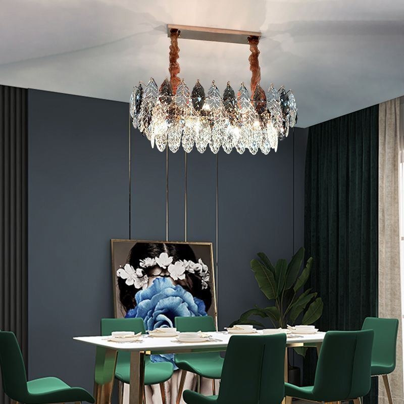 Lampadario a sospensione europeo creativo in ferro e vetro, 8 luci E12/E14