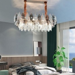 Lampadario a sospensione europeo creativo in ferro e vetro, 8 luci E12/E14