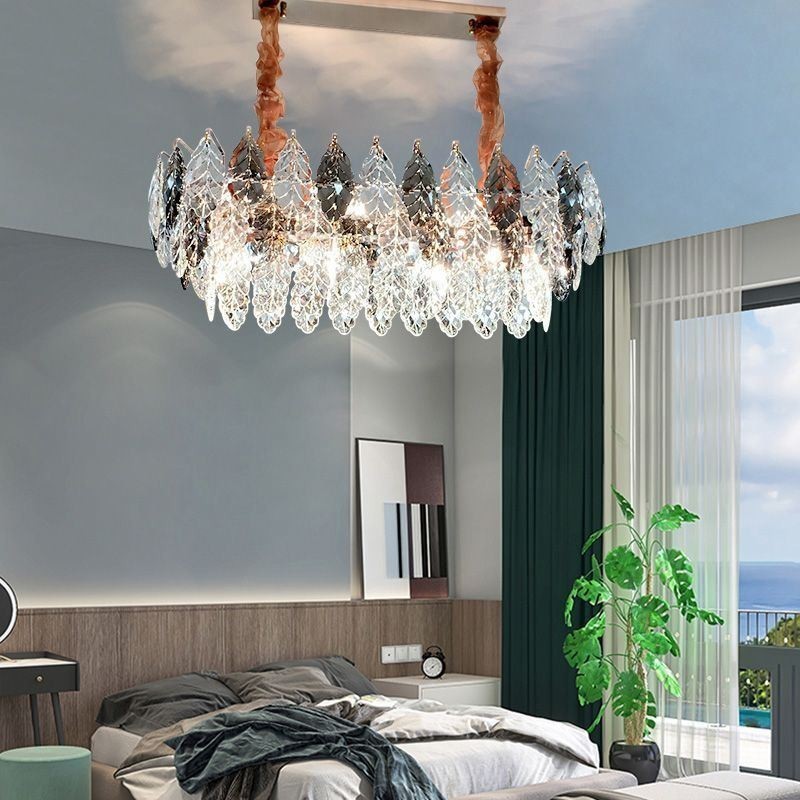 Lampadario a sospensione europeo creativo in ferro e vetro, 8 luci E12/E14