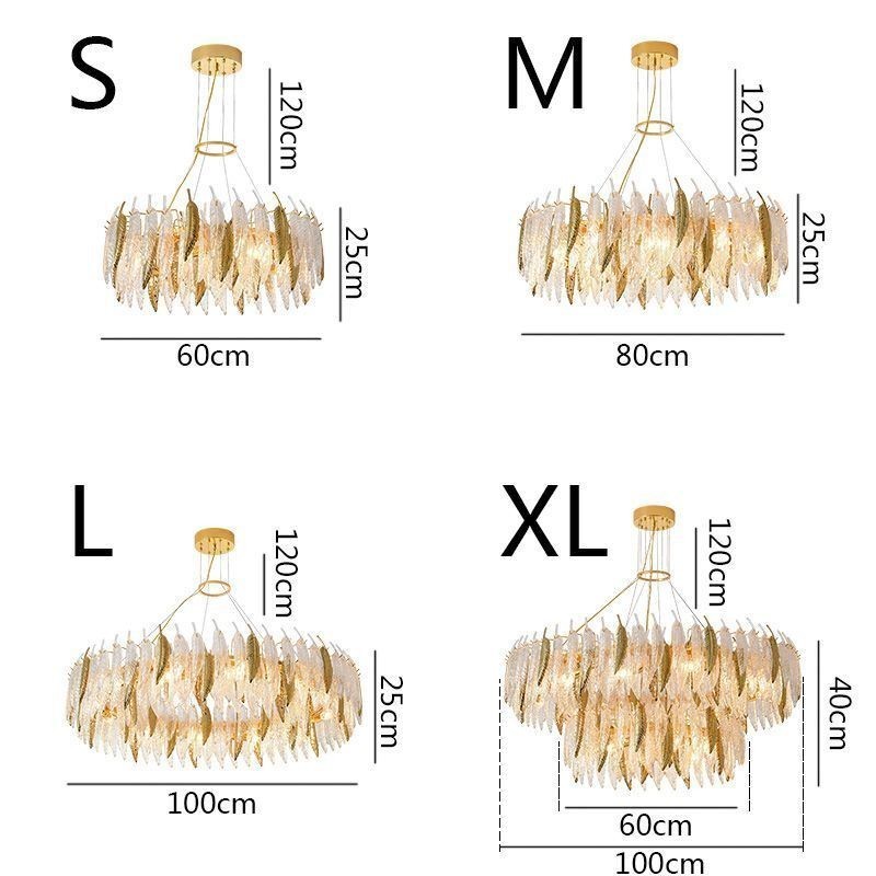 Lampadario a sospensione rotondo in vetro artistico effetto piume