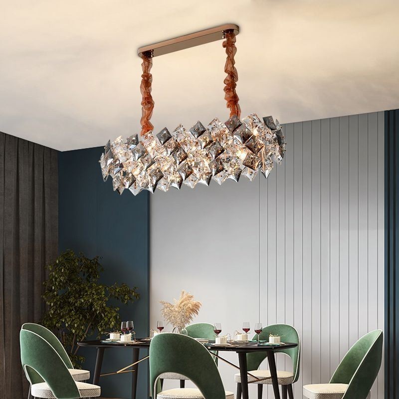 Lampadario a sospensione in vetro stile europeo creativo, 8 luci, attacco E12/E14