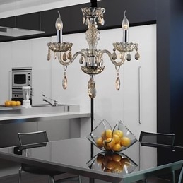 Lampadario in vetro 3 luci stile palazzo con lampadine a candela